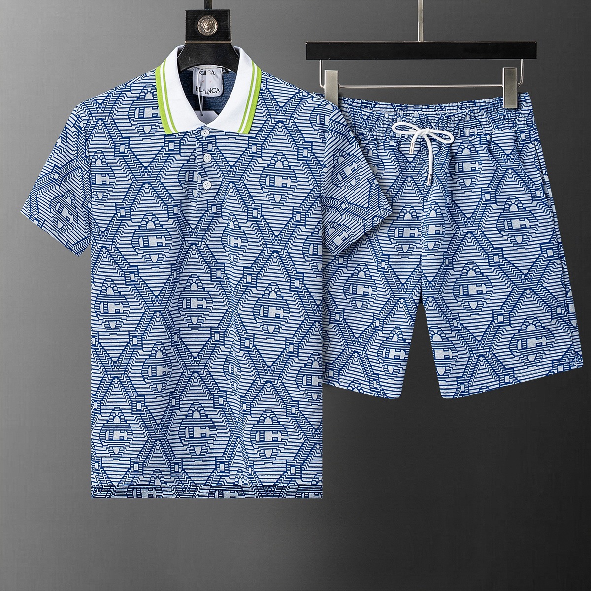 Cross-border versión correcta polo manga corta set de collar de verano clásico toalla de hombre bordado casual Europa y América explosión