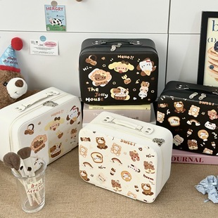 Cartoon High-Looking Cat Makeup Box Small Suitcase Makeup Artist and Makeup Large-Capacity Portable Storage Box with Mirror