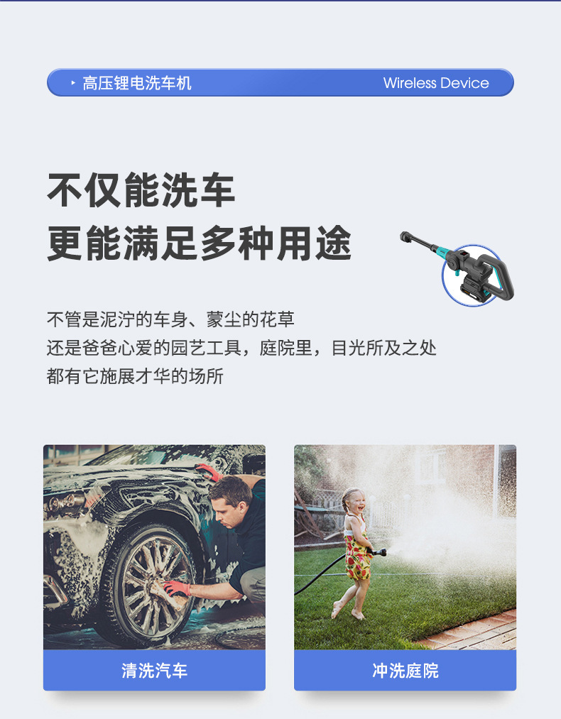 Cordless High Pressure Car Washer Rechargeable Power Washer