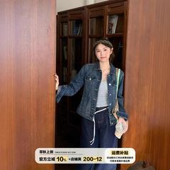 橘子树在哪儿复古正肩软牛仔外套女秋季显瘦气质百搭短款夹克上衣