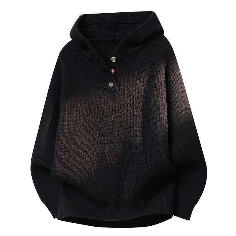 Explosiones transfronterizas de tamaño europeo suéter de punto con capuzas hombre flojo viento medio abierto botón fábrica de marea al por mayor