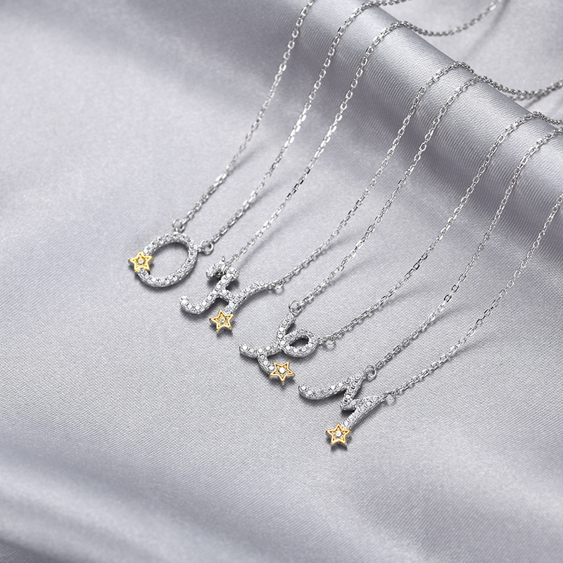 diamonds English letter pendant S925 silver clavicle chain necklacepicture2