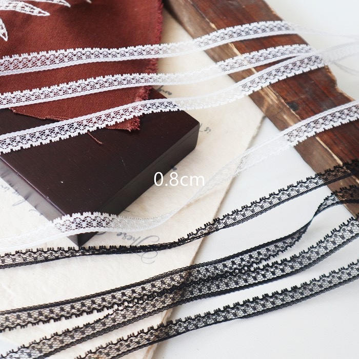 台版现货黑色 白色0.8cm好质量小睫毛蕾丝花边辅料服装制衣材料