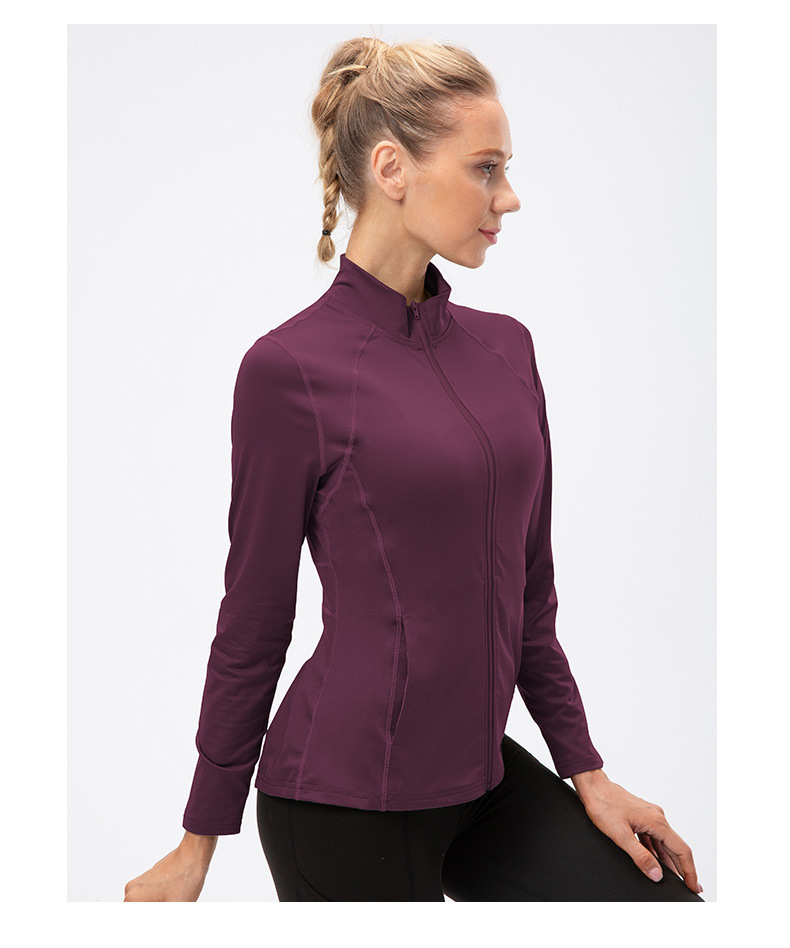 Simple Style Solid Color Polyester Polyester Spandex High Neck Active Tops Coat display picture 5