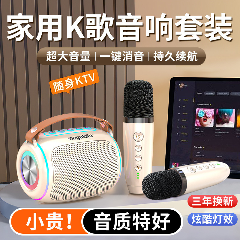マイクk歌bluetoothスピーカー音響点歌無線一体型家庭KTVセット児童マイク二人|undefined