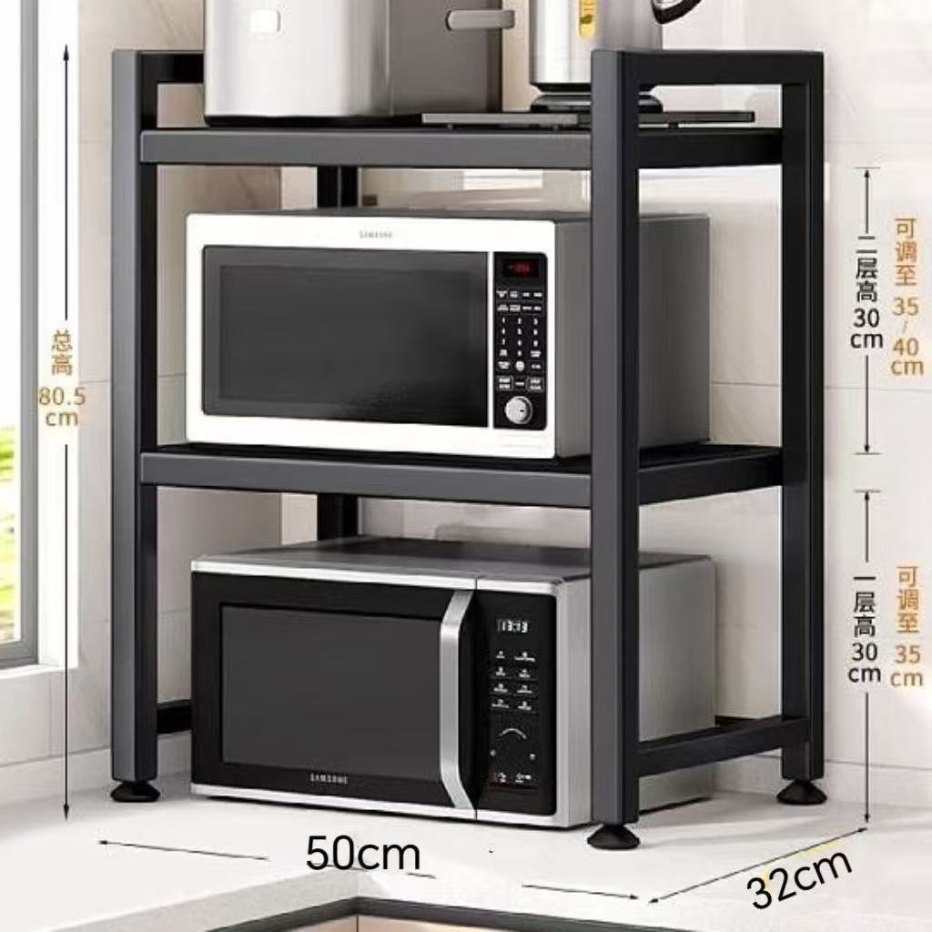 Estante para horno microondas de cocina, estante de almacenamiento para olla arrocera, soporte para horno de encimera, dispositivo que ahorra espacio. image 9