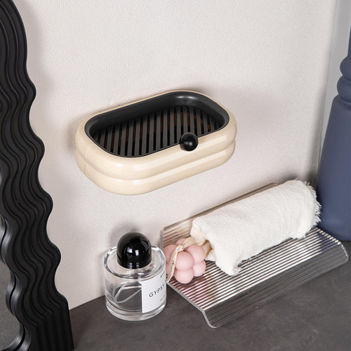 High-end Nordic minimalist wall-mounted soap dispenser without drilling, hanging bathroom shower soap storage gadget