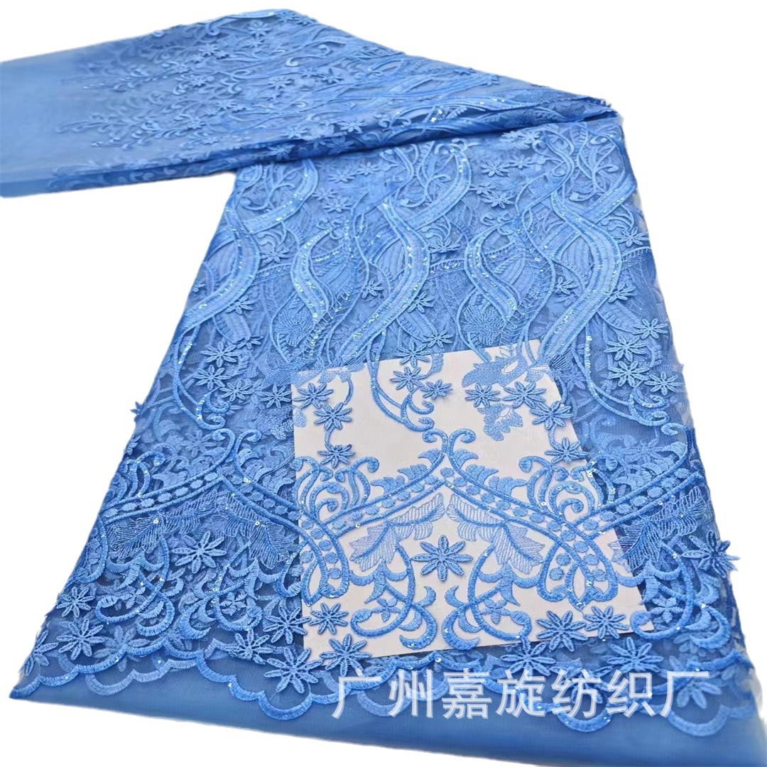 Suave bordado encaje malla color sólido vestidos africanos para mujeres vestido cheongsam bordado tela encaje jx4012