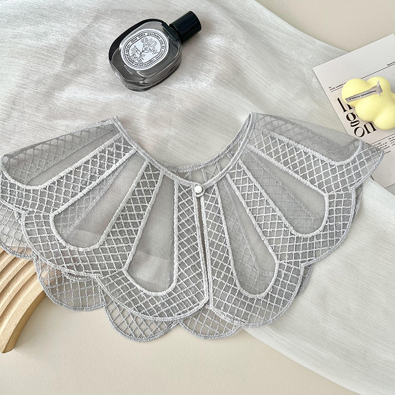 Camisas de cuello falso para niños de cuello falso de encaje, bufandas huecas, cuello, cuello de loto