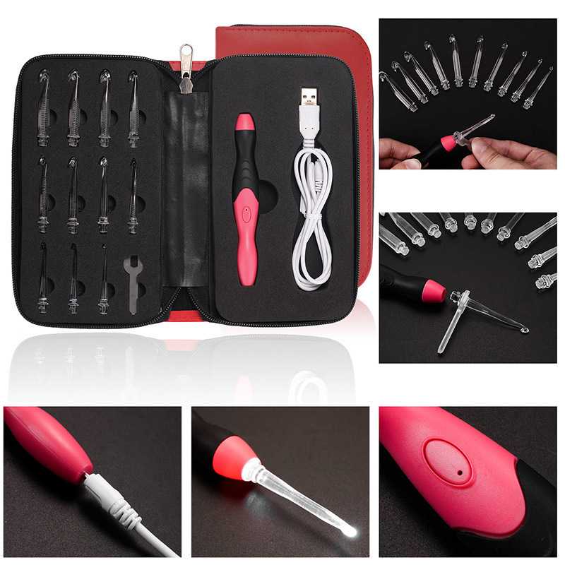Cross-Border Led Rechargeable Crochet Hook Set, Luminous Crochet Kit, DIY Crochet Material Pack 11-in-1, USB Charging Cross-Border Led Rechargeable Crochet Hook Set, Luminous Crochet Kit, DIY Crochet Material Pack 11-in-1, USB Charging