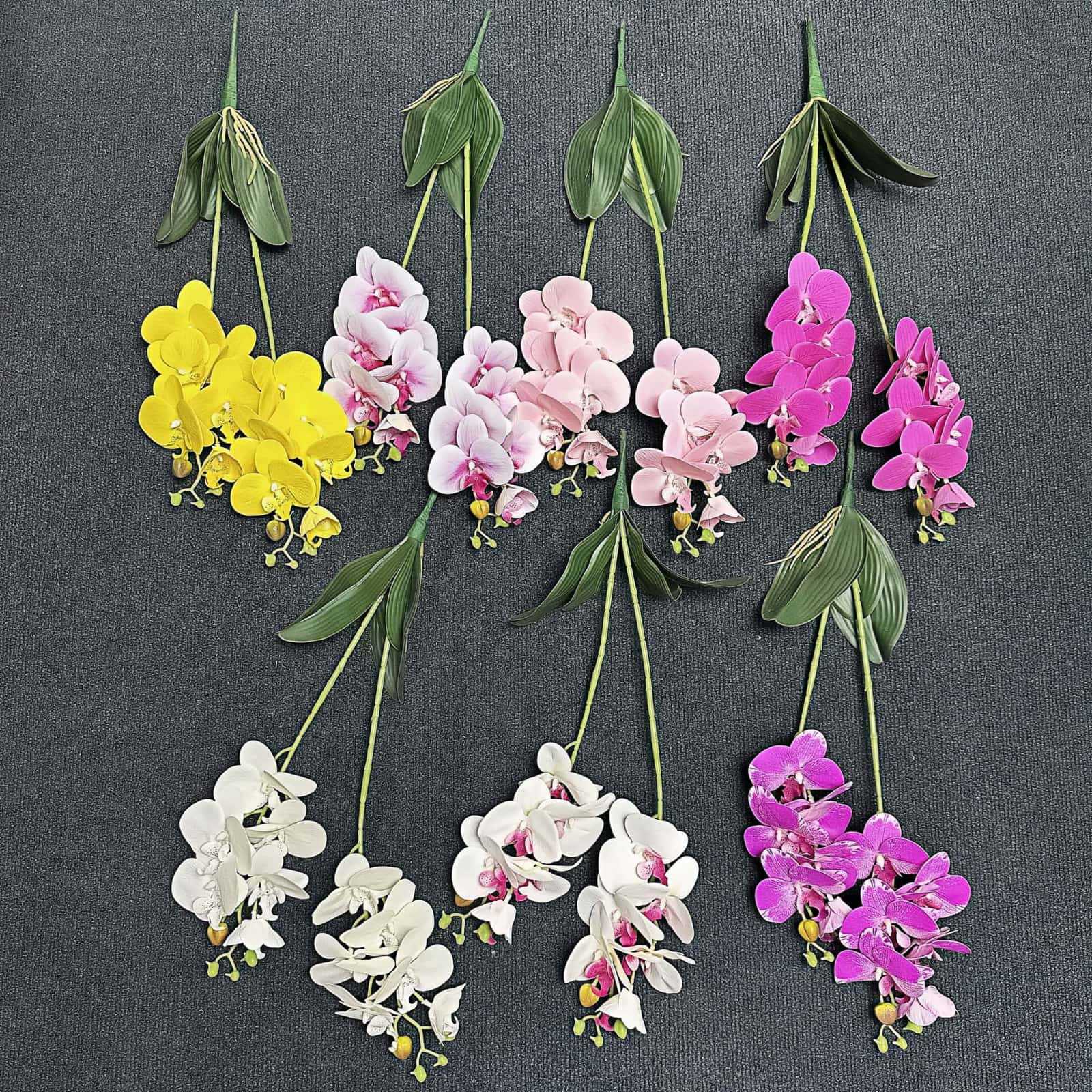 Simulación de 2 horquillas 12 mariposa orquídea PU sensación de flores falsas decoración del hogar decoración de boda props orquídea adornos al por mayor