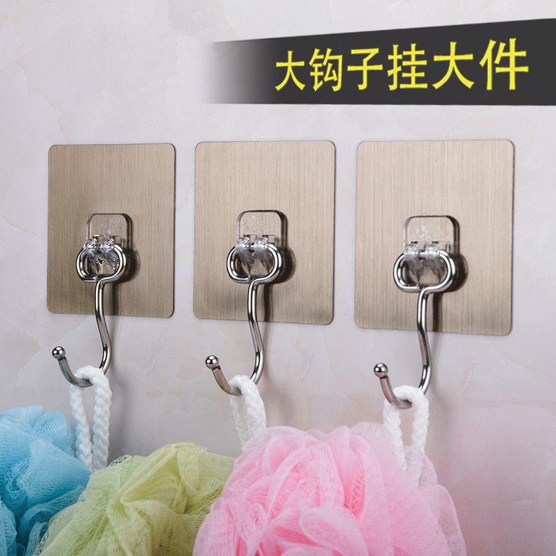 ステンレス鋼フック強力なつや消し透明粘着フックパンチフリー壁耐荷重キッチンフック粘着フック|undefined