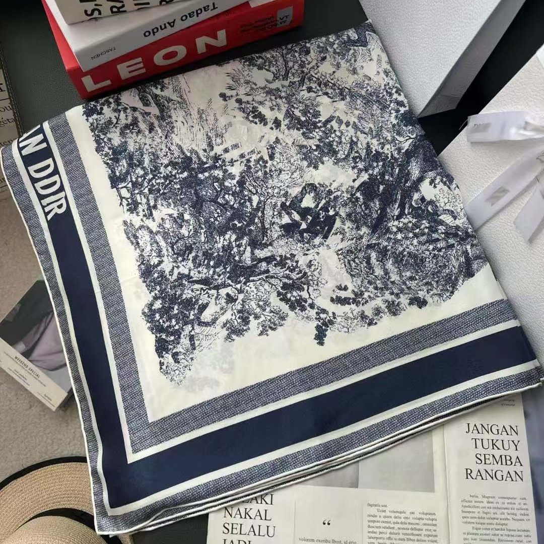 Nueva seda blanca tricolor impresa de doble cara seda alta sensación 18 mm seda gran bufandas bufandas