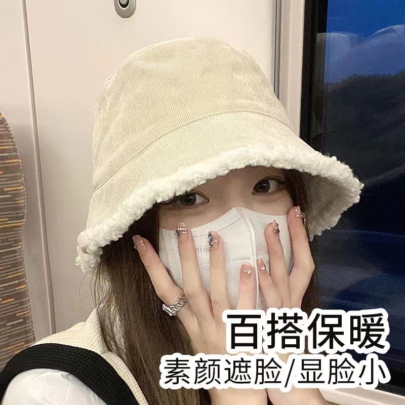 両面灯芯绒フィッシャーマンハット レディース 秋冬 ラムウールフィッシャーマンハット 小顔効果 保温 おしゃれ トレンド バケットハット|undefined
