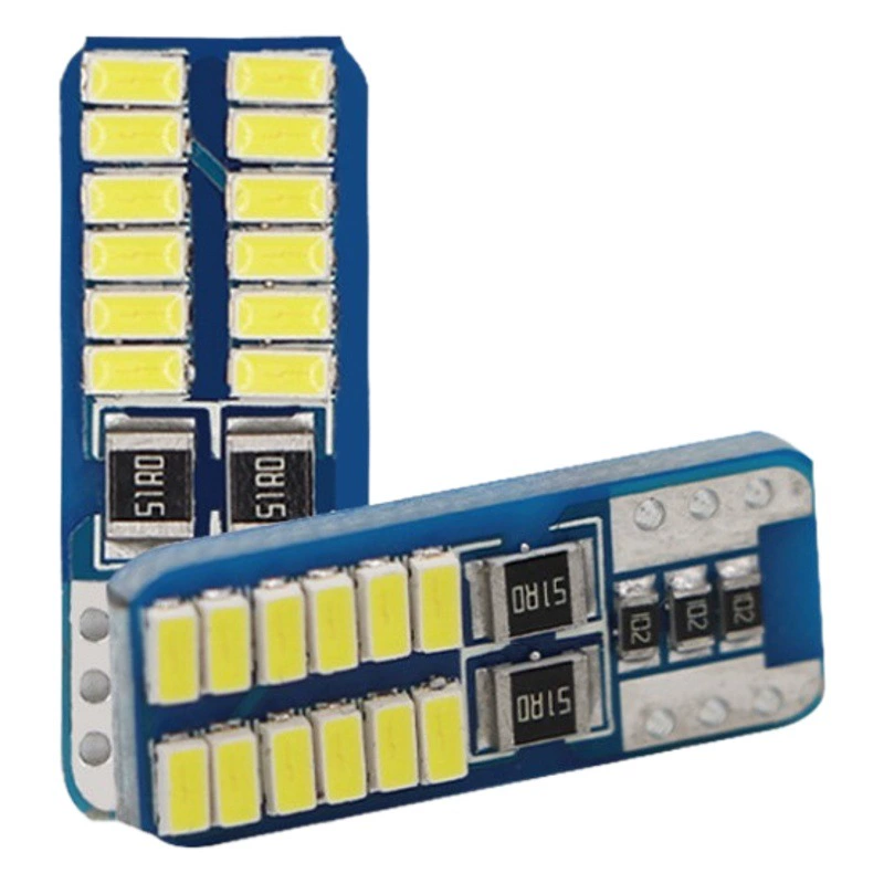 Международно популярная светодиодная лампа-индикатор поворота CANBUS T10-3014-24 с декодером, лампа для чтения W5W, подсветка номерного знака