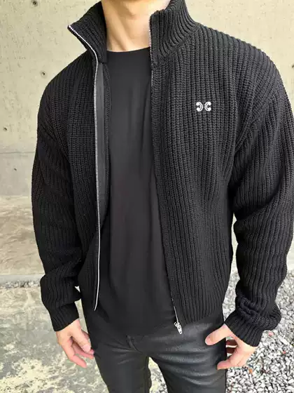 25 European and American Style Early Autumn New Embroidered Logo Wool Knitted Zipper Shirt Casual Fashion Men's and Women's Sweater Jacket