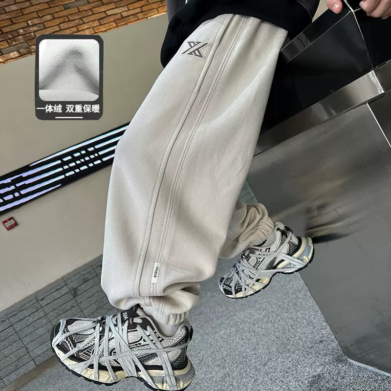 男童裤子秋冬款2025新款儿童装冬季一体加绒加厚运动卫裤男孩冬装