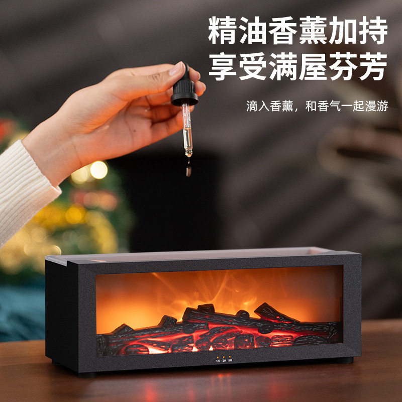 新しい 3D 暖炉炎アロマディフューザーカラフルな暖炉炎加湿器家庭用リモコンレトロ暖炉アロマディフューザー|undefined