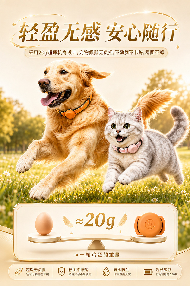 Smart pet collar locator, cat anti-lost device, waterproof GPS tracker, puppy anti-lost tracker