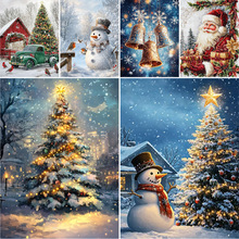 新款跨境圣诞老人动物雪人钻石绣砖石画磚石貼5Ddiy定制钻石画