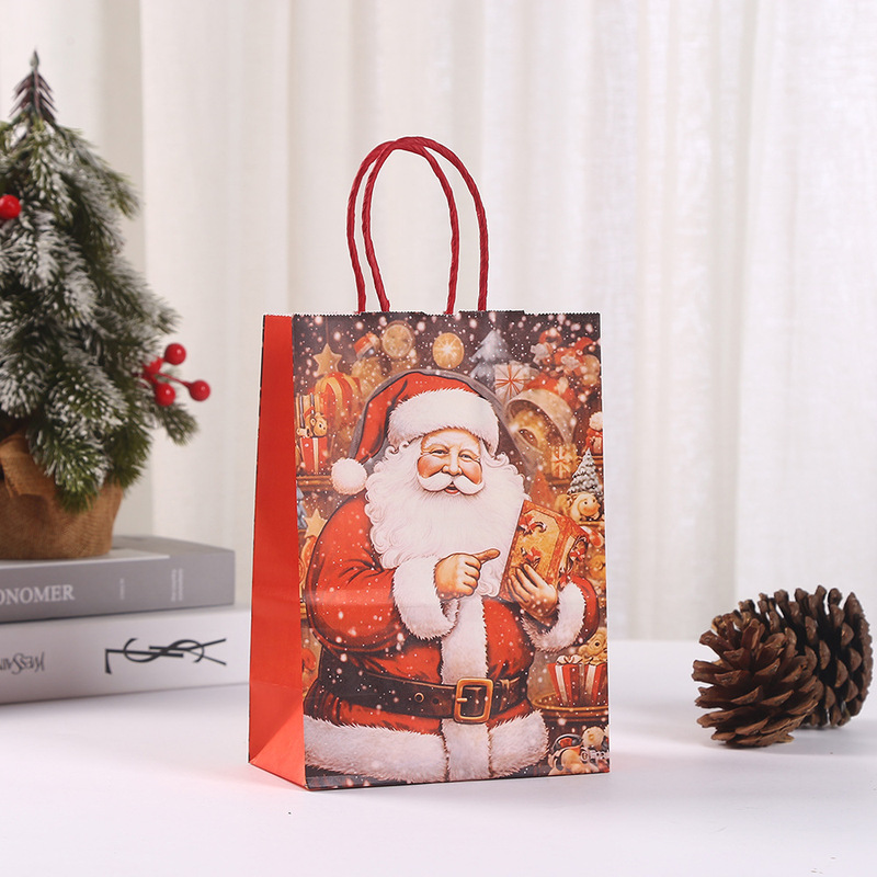 クロスボーダークリスマスポータブル紙袋そりヘラジカクラフト紙袋片面ホットスタンピング包装袋ギフトバッグ卸売|undefined