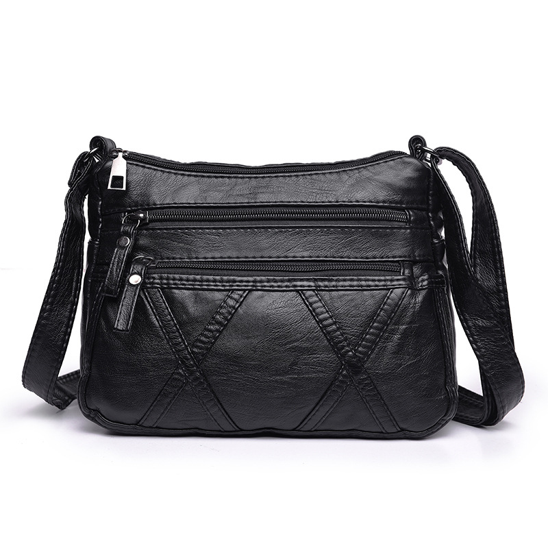Multi Layer Soft Leather Bag, Middle-aged Women's Crossbody Bag 2024 New Versatile Simple Shoulder Bag, Large Capacity Mother Bag_voghion.com