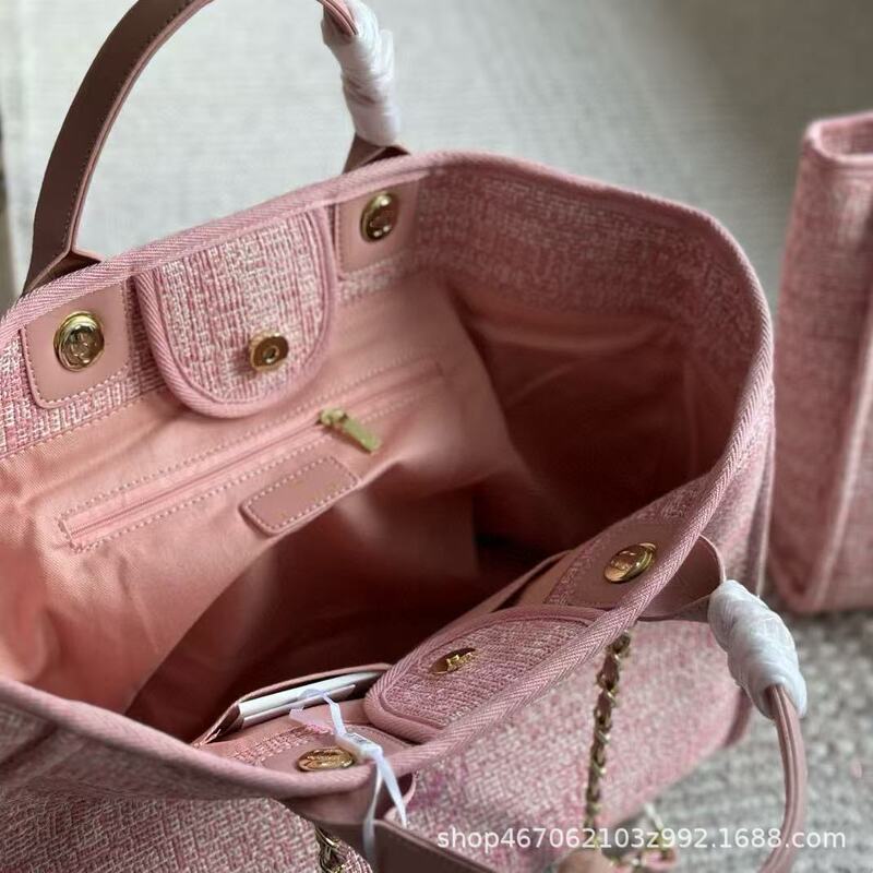 クラシックレタービーチバッグ刺繍リネンキャンバスママバッグショッピングバッグ大容量外国風キャンディーカラー|undefined