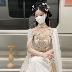 聖女唐刺繍光沢のあるシルク新疆エキゾチックスタイル 2025 旅行写真漢服女性の今年の新しいスカート