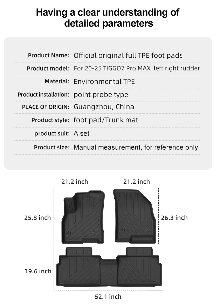 Suitable for 20-25 Tiggo Tiggo7 Pro Max Car Floor Mats, Full Tpe Floor Mats, Trunk Mats, Cross-Border