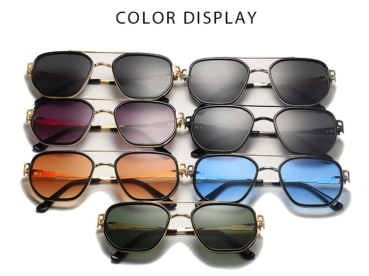 Retro Square Sunglasses For Men Uv Protection Metal Frame Style_voghion.com
