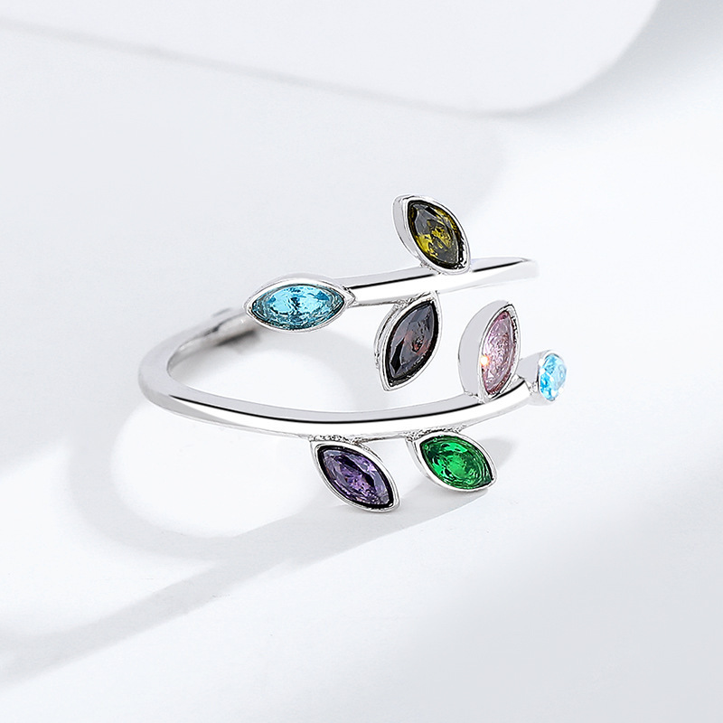 Leaf Pattern All Seasons Season 925 Sterling Silver Leaf Adjustable Ring