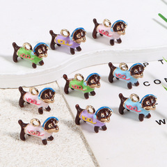 合金立体オイルドリップ漫画かわいいカラフルなソーセージ子犬ペンダント DIY ブレスレットネックレスジュエリーペンダントアクセサリー
