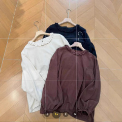 日系可爱木耳花边领宽松衬衣森女叠穿百搭打底衫