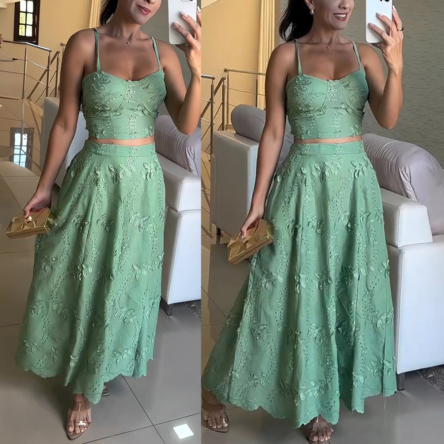 364g Weight Sleeveless Sleeve Length Party Street Women's Casual Elegant Solid Color Polyester Skirt Co-ord Set Skirt Sets