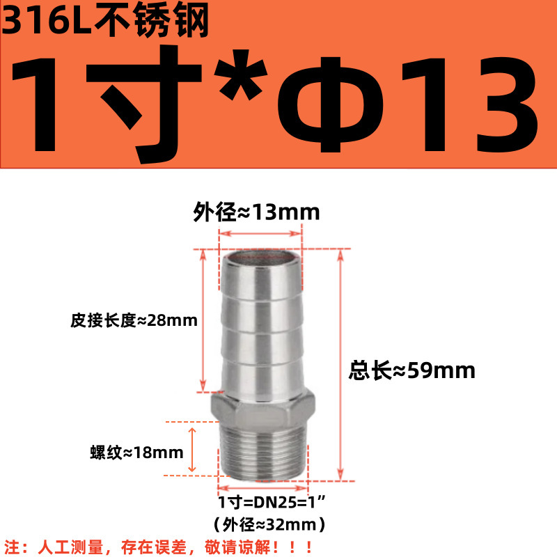 304 ステンレス鋼外径パゴダコネクタ 316 六角革水道管ホース気管外歯おねじグリーンヘッド|undefined