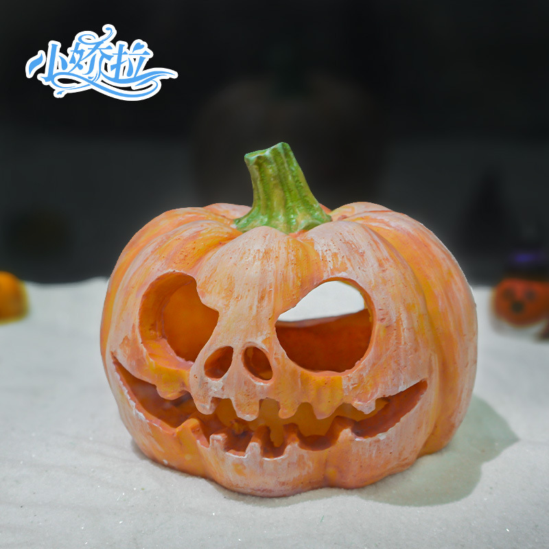 Pecera Decoración de paisaje de calabaza de bricolaje Pescado y camarones Casa de refugio Resina de Halloween Smiley Decoración de acuario transfronterizo Nuevo