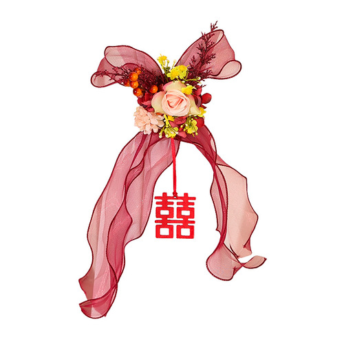 Wedding curtain straps, wedding room layout, woman's wedding, new house, bedroom, happy character latte decoration, wedding supplies