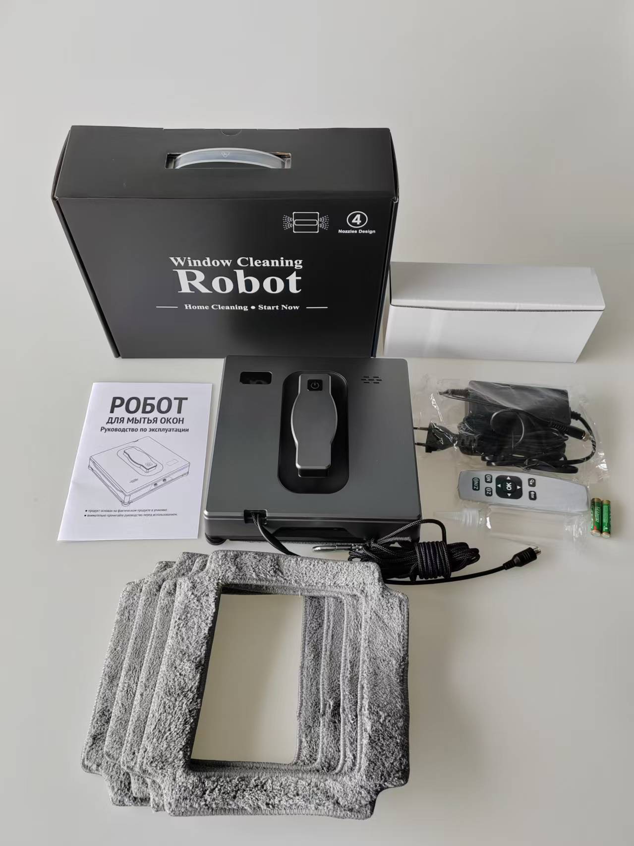 Robot de limpieza de ventanas de alto nivel de venta caliente limpiador automático de ventanas de vidrio exterior limpiador de ventanas eléctrico de control remoto doméstico conveniente limpieza
