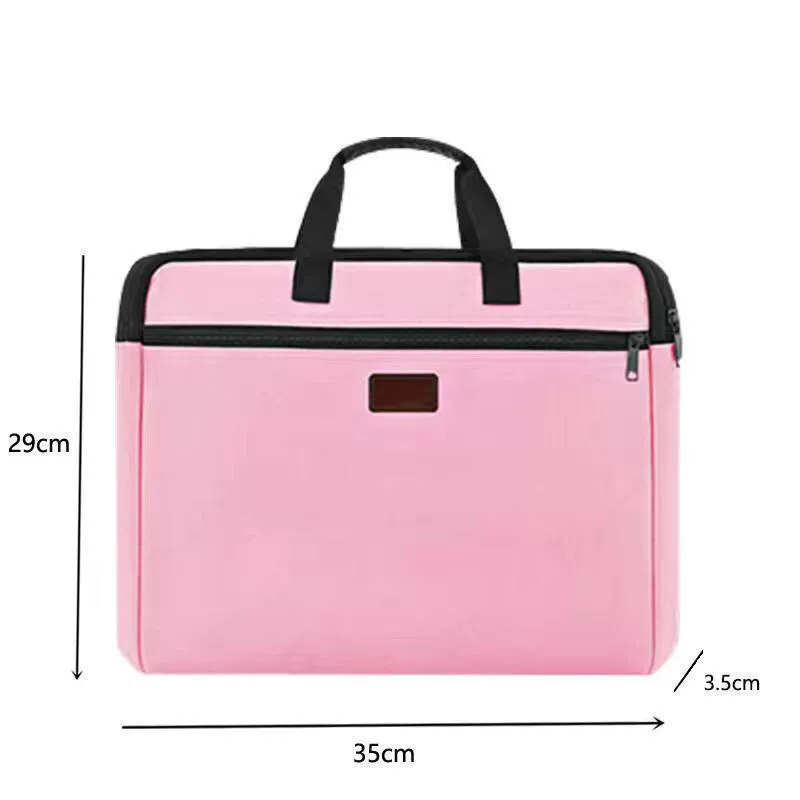 Handheld capacious cloth bag for documents with zipper, files bag for folders