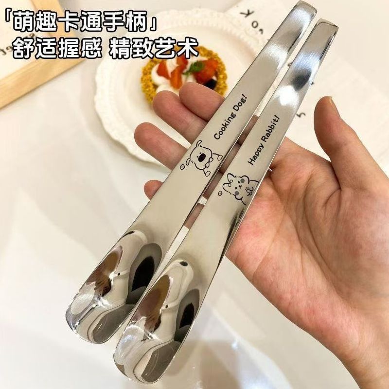 Trendy cartoon high-appearance thickened stainless steel dessert spoon, Greek yogurt spoon, flat-head filling spoon for cake and ice cream