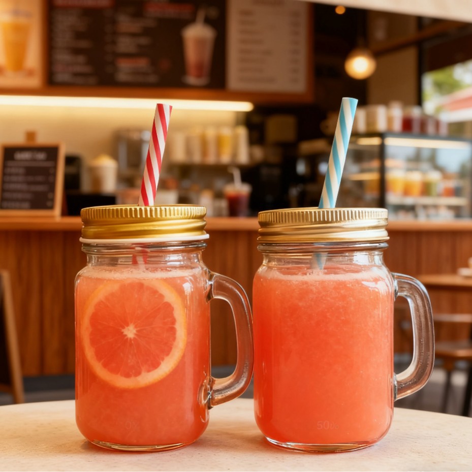 Botellas de bebidas transfronterizas, botellas con forma de lata de alto valor, vasos con asa, botellas de vidrio transparentes, vasos Mason, vasos luminosos, vasos con forma de pollo al por mayor.
