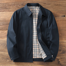 【100%棉】男士春秋新款时尚翻领中年商务行政领导干部夹克外套男