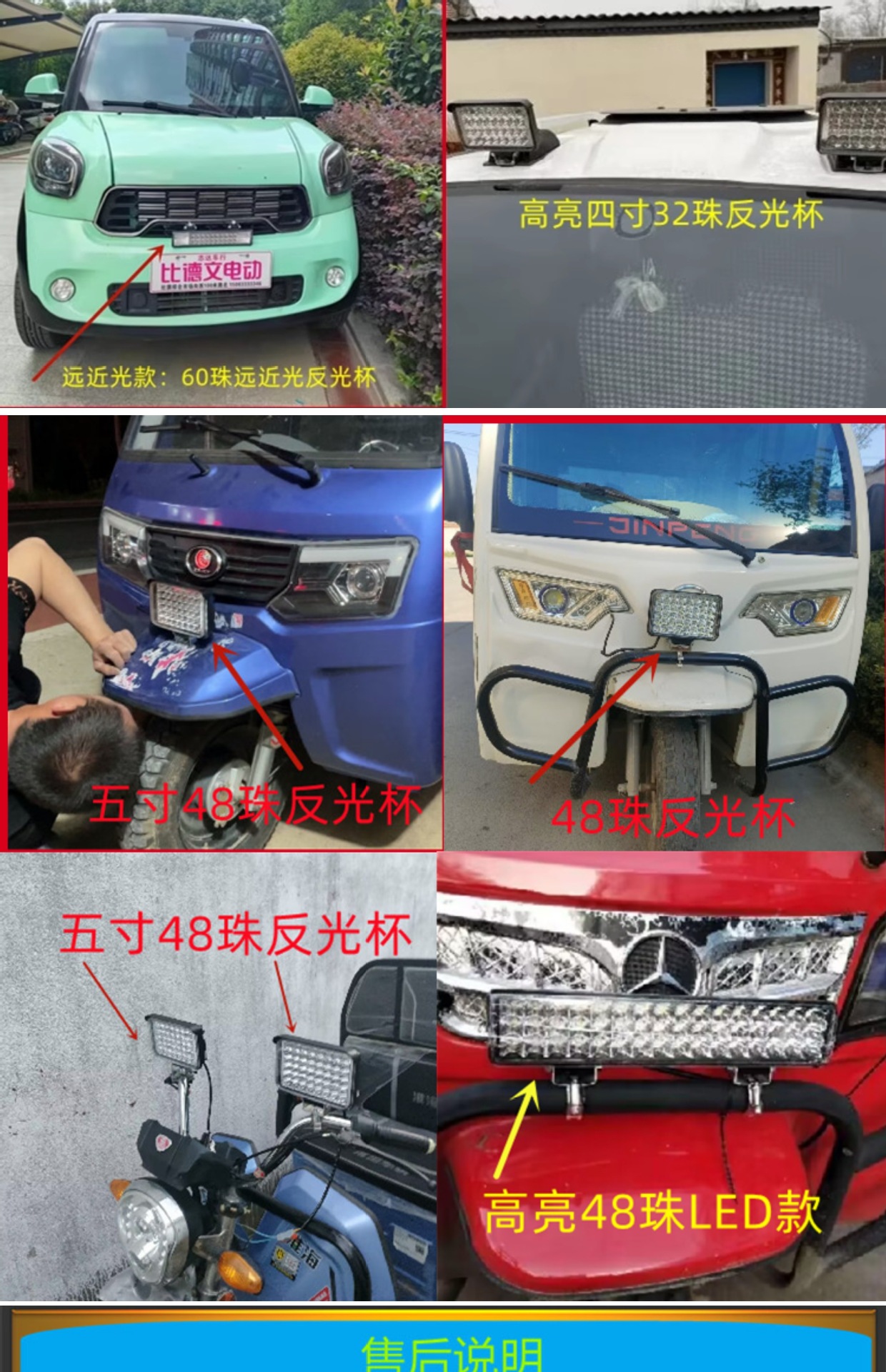 LED Headlight Super Bright Tricycle Light Modified