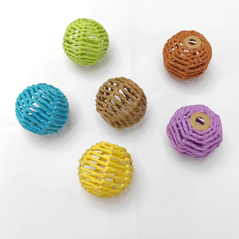 Factory Direct Supply color rattan ball paper rope lampshade Wicker bamboo woven led holiday string light hanging accessories outdoor decoration