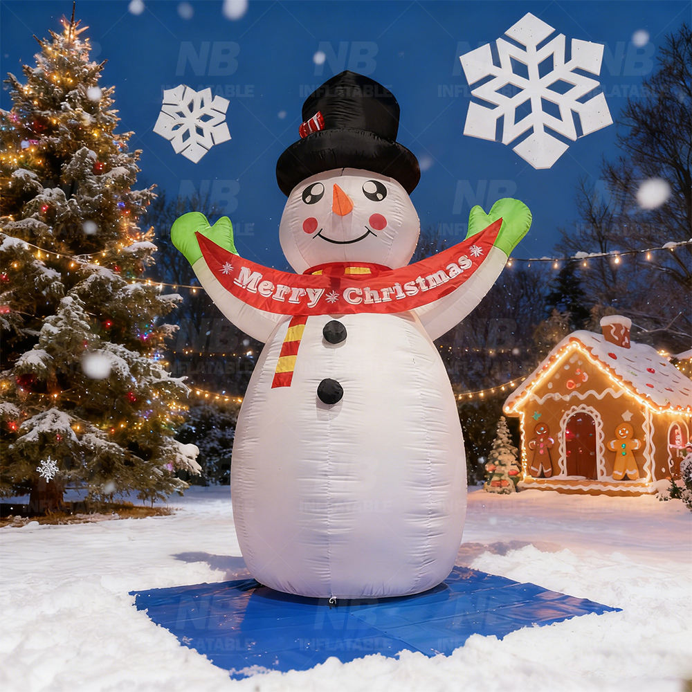 户外大型广告动物卡通吉祥物圣诞雪人充气卡通装饰定制