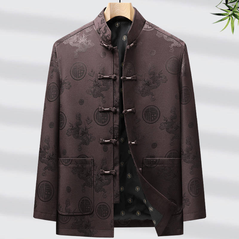 Fleece-lined and thickened cotton-padded coat for men, middle-aged and elderly winter wear