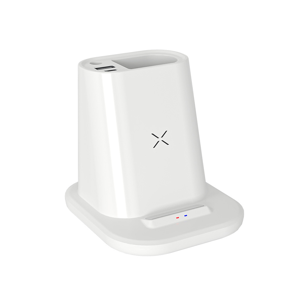 Organizador de escritorio con interfaz PD, portalápices, ventilador pequeño externo, lámpara de escritorio pequeña, caja de almacenamiento, cargador inalámbrico