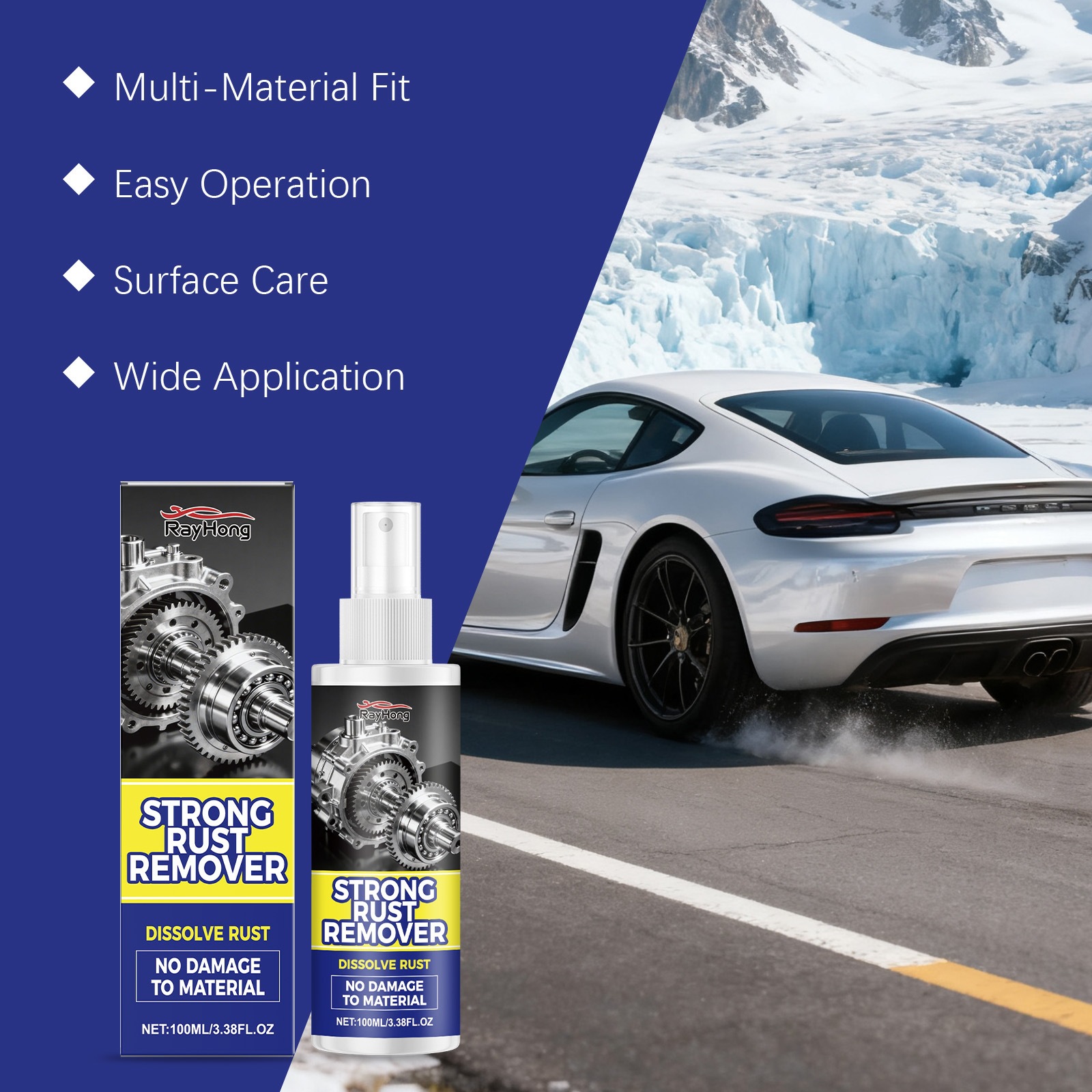 Rayhong Rust Remover Car and Household Hardware Cleaning, Decontamination, Maintenance, Renovation, Lubrication, Daily Care Spray