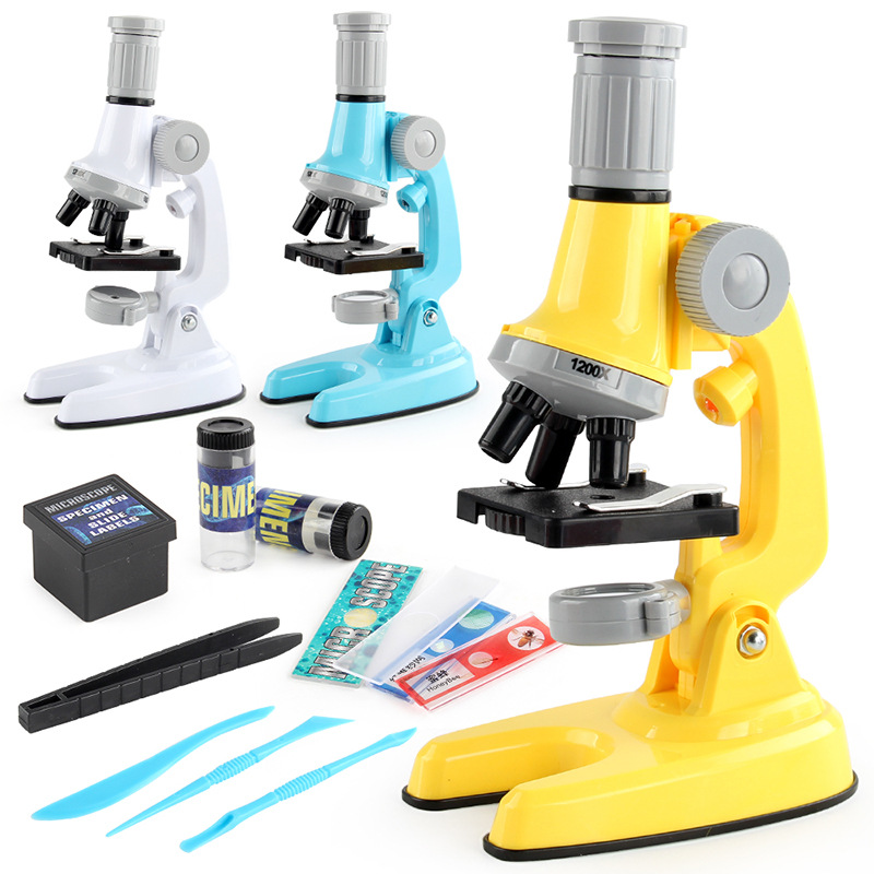 Transfronterizo nuevo 1200 veces microscopio juguete Escuela Primaria estudiante científico experimento biológico equipo microscopio traje de juguete