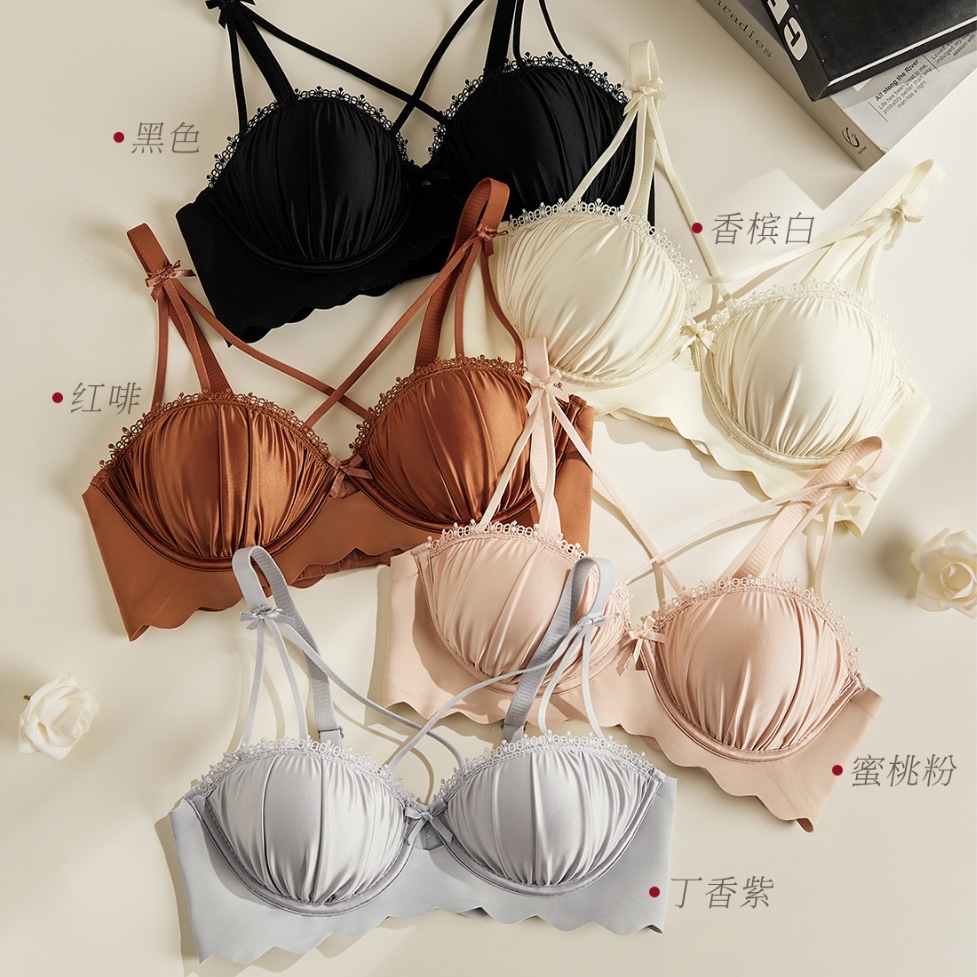 Nuevos productos para niñas, satén nacarado, traje de estilo explosivo en vivo, ropa interior de mujer, sujetador de pecho cómodo y sin costuras